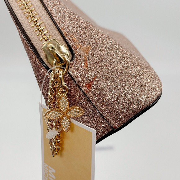 Michael Kors Alex Medium Travel Pouch Leather Glitter Holiday Christmas NWT $98 - Picture 6 of 9